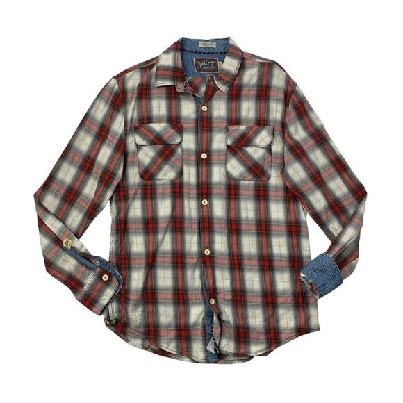 Artful Dodger Shirt Mens M Medium Plaid Cotton Button Up Long Sleeve Flip Cuff - Picture 1 of 9